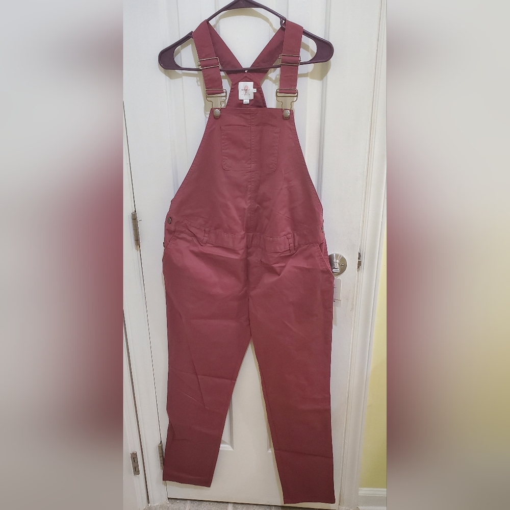 The Nines by Hatch pink maternity overalls